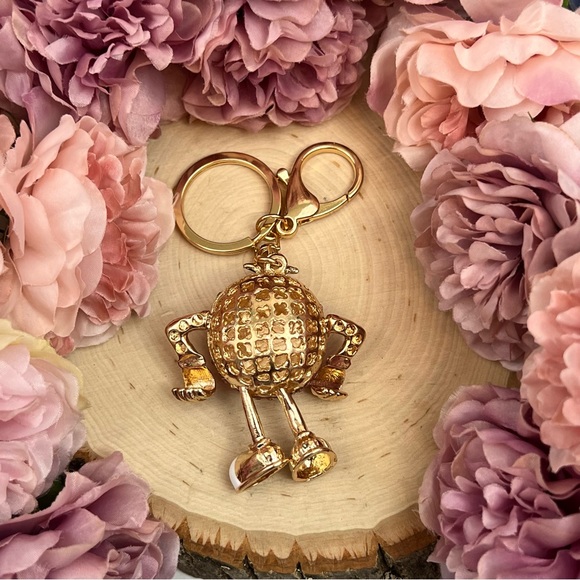 Whimsical Pink Crystal M&M Character Keychain Charm - Picture 13 of 16